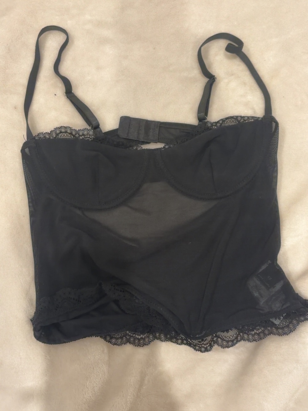 Black Sheer Lace Bustier Camisole - Women Intimates